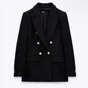 Zara Black Double-Breasted Blazer